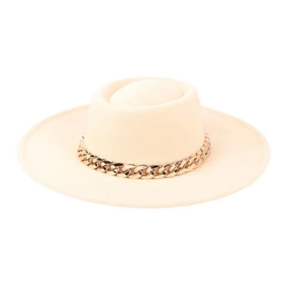 Chain Detailed Fall Winter Hat - ivory ( more colors available )